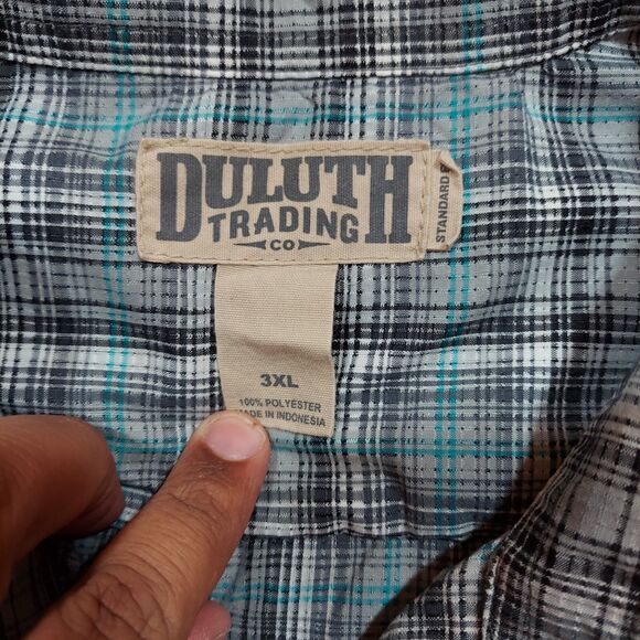 Duluth Trading Mens 3XL Standard Fit Blue & Orange Plaid Button Up Shirt Bundle - Picture 2 of 6